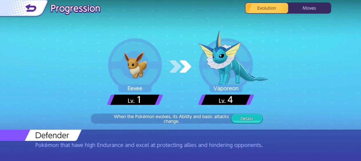 Vaporeon in Pokémon Unite