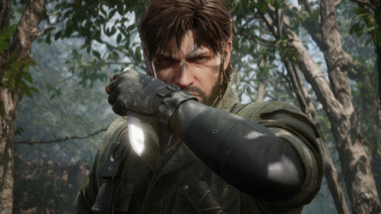 fanatical-black-friday-deals-news-metal-gear-solid-delta Naked Snake wearing green camo clothing and holding a knife in Metal Gear Solid Delta gameplay