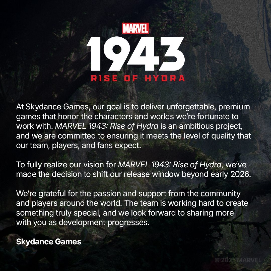 Marvel 1943 Rise of Hydra delay announcement