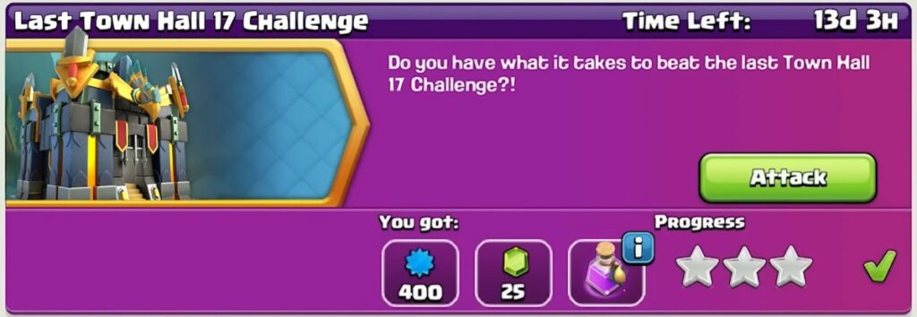 Clash of Clans Town Hall 17 challenge rewards