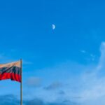 Russia Flag with Sky Background
