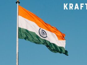 india flag flying in wind with krafton logo in top right corner