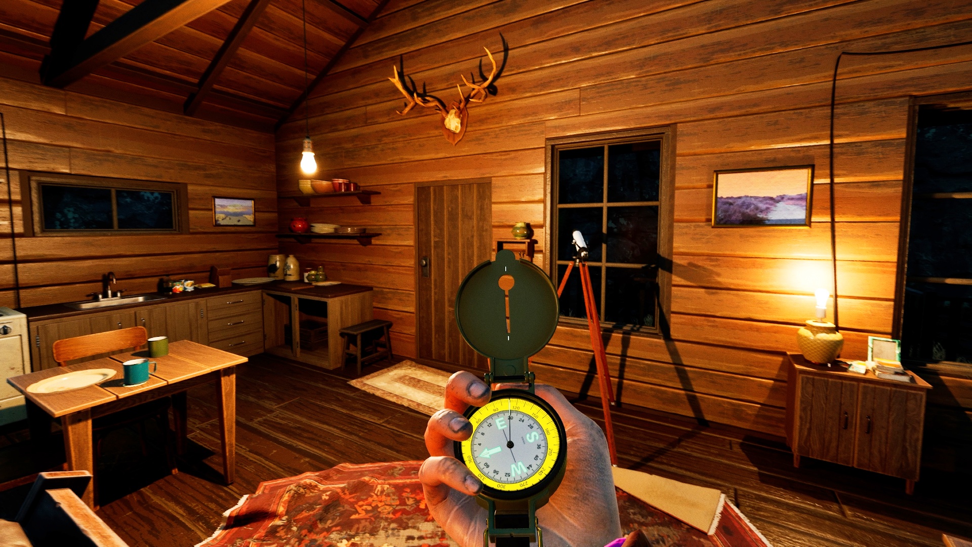 prologue-playerunknown-pubg-survival-game-new-features Prologue: A person holding a compass in a wooden cabin