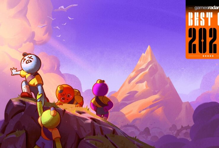 Peak screenshot showing four climbers scaling a mountain. GamesRadar+'s best of 2025 logo can be seen in the top right-hand corner