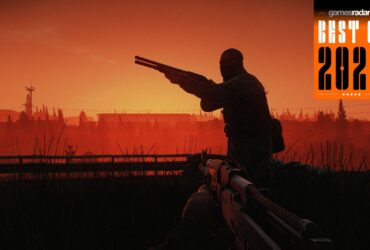 Escape from Tarkov screenshot of a player holding a gun from the first person perspective with another man holding a weapon in front of him