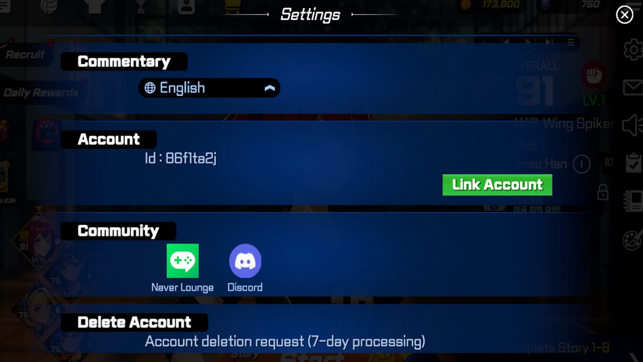 Volley Girls Settings